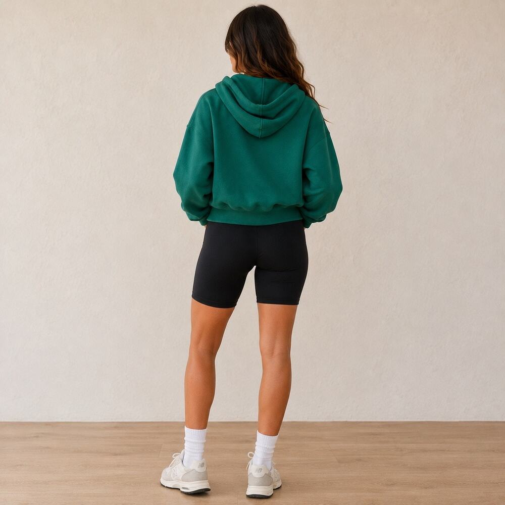 Aritzia TNA Cozy Fleece Green Boyfriend Zip Hoodie Oversized Small - Picture 3 of 9